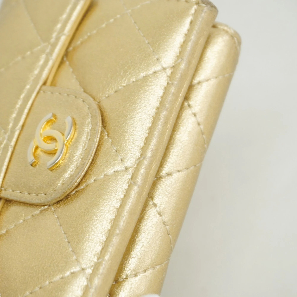 CHANEL Gold Lambskin Leather Wallet - Picture 7 of 11